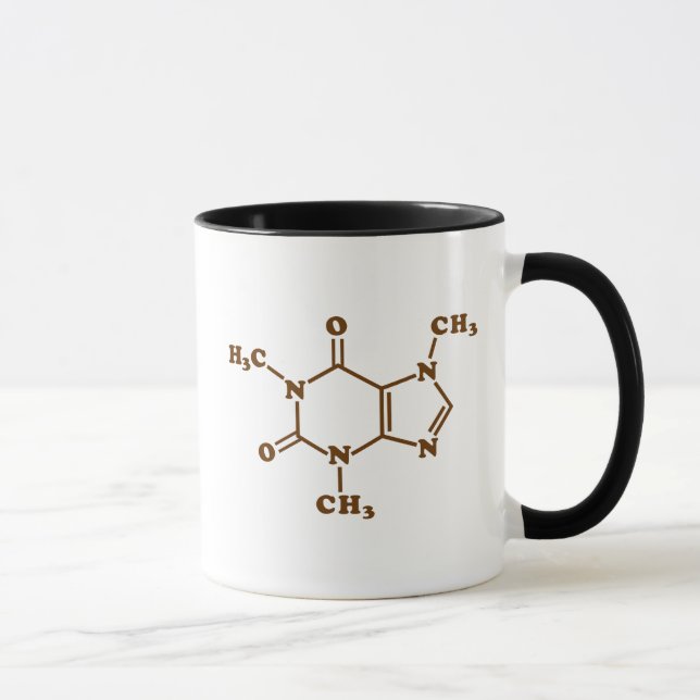Taza Cafeína Café Fórmula Química Molecular (Derecha)