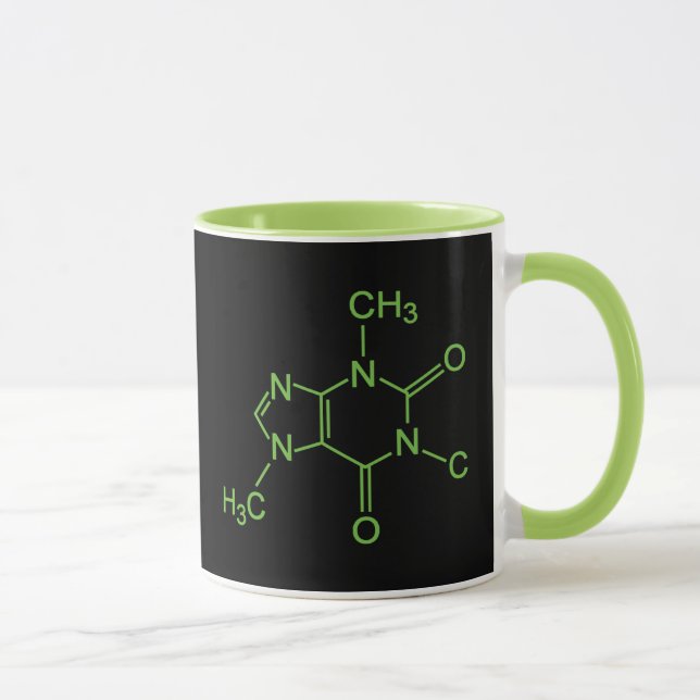 Taza Cafeína Molécula de café Diagrama químico (Derecha)