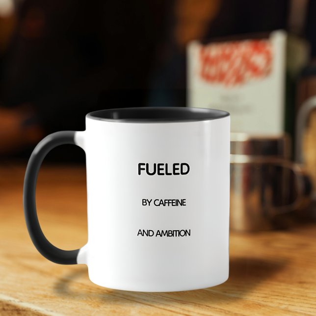 Taza CAFEINA Y AMBICIÓN Tirpografía motivadora Mug (Subido por el creador)