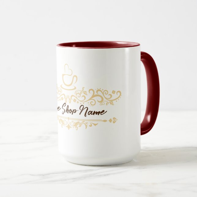 Taza Cafetería moderna Panadería bienvenida personaliza (Anverso derecho)