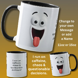 Taza Caffeine Chaos, Add Name Message,  Expressive Face