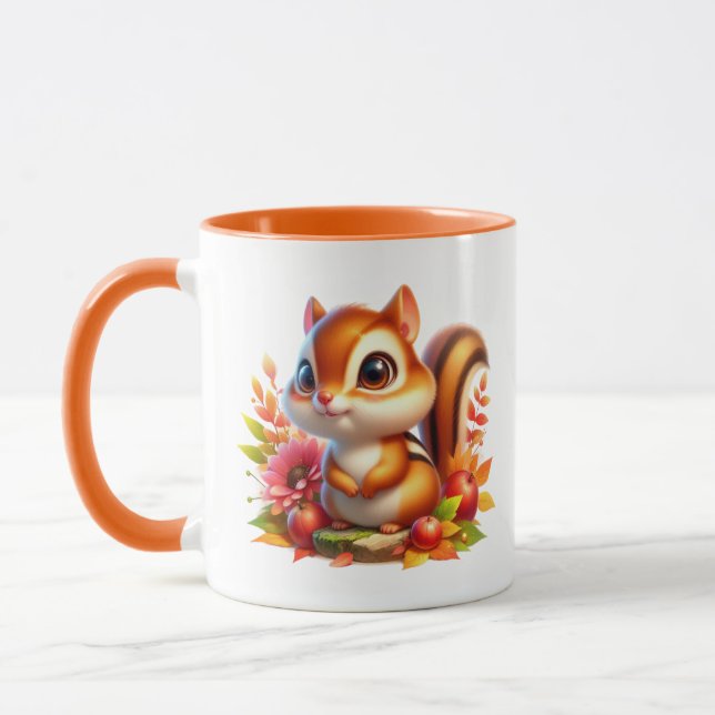 Taza Caída Cuta ardilla estacional añadir monograma (Izquierda)