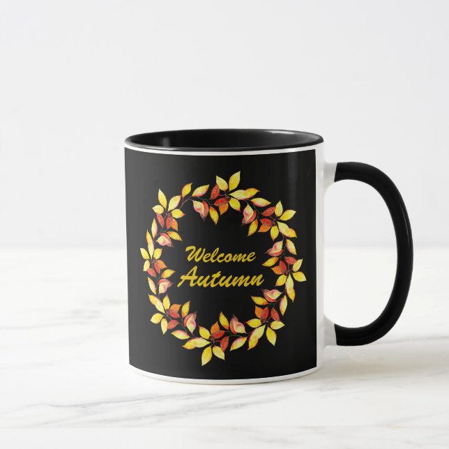 Taza Caída de acuarela El otoño deja negro (Derecha)