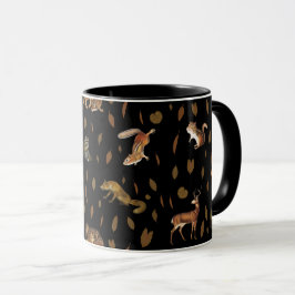 Taza Caída de animales forestales hojas otoñales
