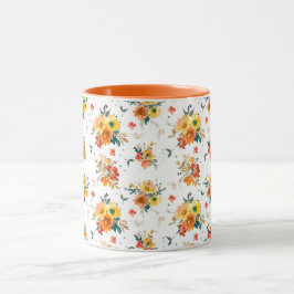 Taza Caída floral naranja