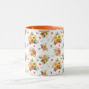 Taza Caída floral naranja