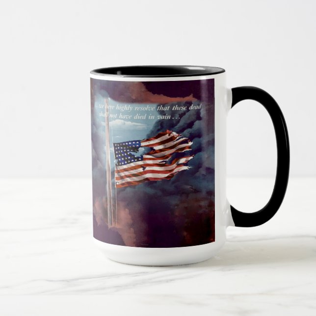 Taza Caída, pero no olvidada, humo y bandera rota (Derecha)