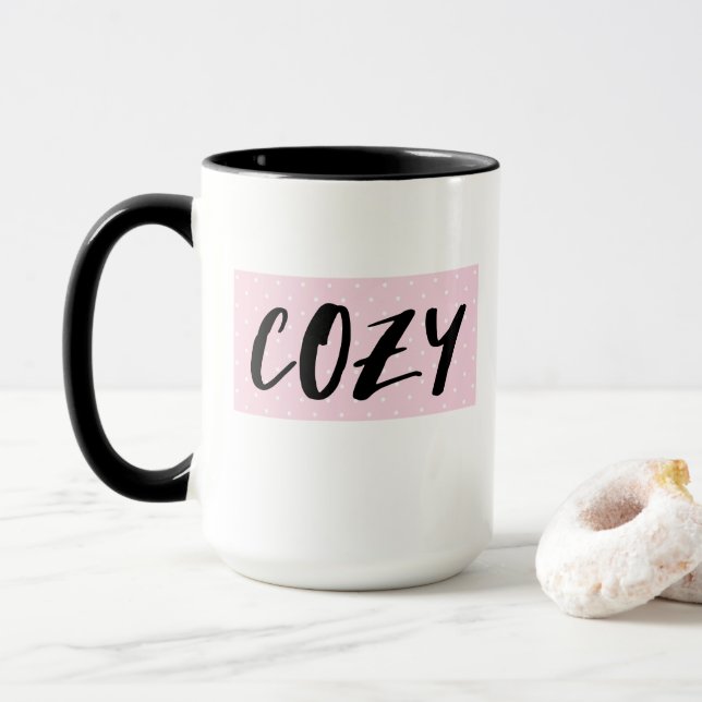 Taza Caída suave café rosa y negro de otoño (Con donut)