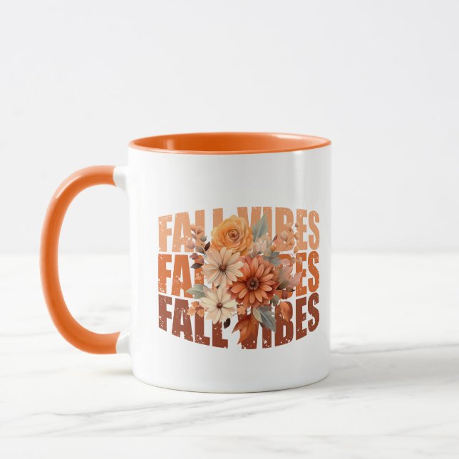 Taza Caídas vibraciones acuarela hojas de flores silves (Izquierda)