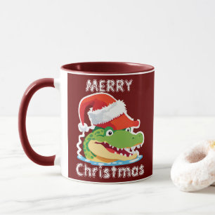 Taza Caimán cocodrilo lindo Navidad Safari Santa
