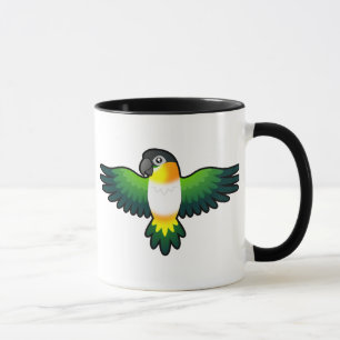 Taza Caique/Lovebird/Pionus/loro del dibujo animado