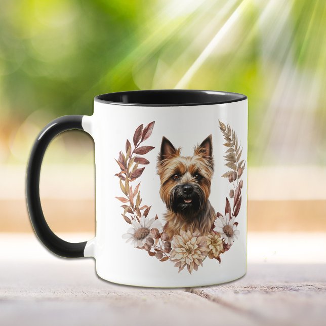 Taza Cairn Terrier Dog Otumn Wreath (Subido por el creador)