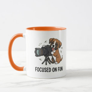 Taza Caja Creativa Cachorro Boxer Cámara Naranja Café T