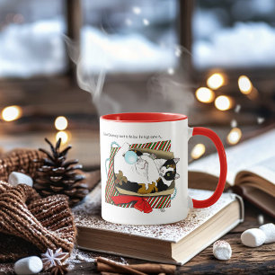Taza Caja de regalo divertida de gato calicó de Navidad