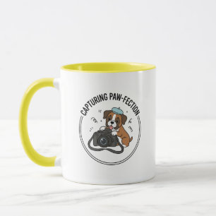 Taza Caja fotógrafo perro Boxer lindo Cartoon Amarillo 