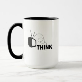 Taza Caja idiota divertida piensa fuera de la televisió