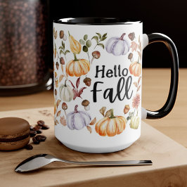 Taza Calabaza acuática y hojas de otoño