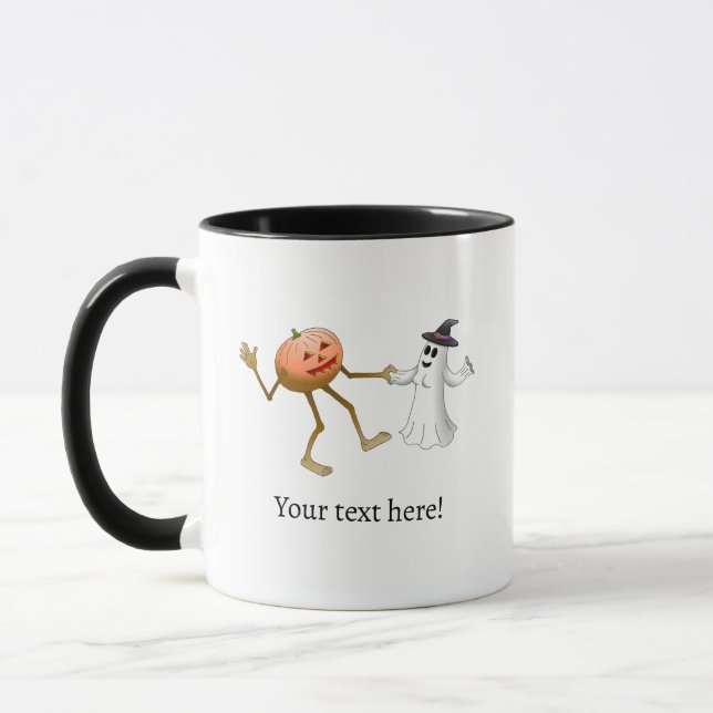 Taza Calabaza bailarina de Halloween y fantasma (Izquierda)