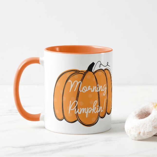 Taza Calabaza buena matutina personalizada para Naranja (Con donut)