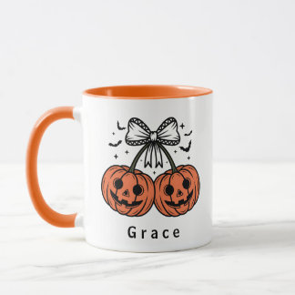 Taza Calabaza Coqueta Cerezas Halloween Personalizado