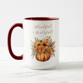 Taza Calabaza de Acción de Gracias con flores-