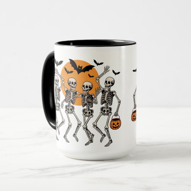Taza Calabaza de baile de esqueleto bailarín de Hallowe (Anverso izquierdo)