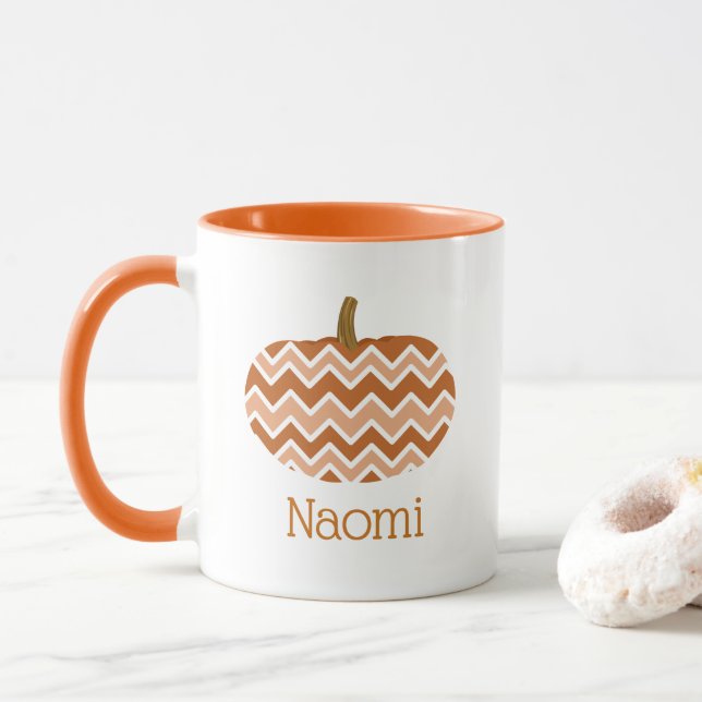 Taza Calabaza de Cute Fall Chevrons | Personalizado (Con donut)