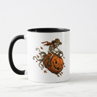 Taza Calabaza de esqueleto de Halloween vintage