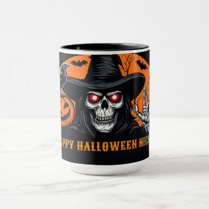 Taza Calabaza de Esqueleto Espeluznante y Sombrero de B