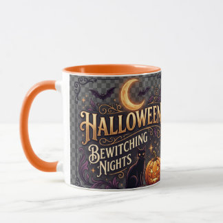 Taza Calabaza de gato negro brujo de Halloween