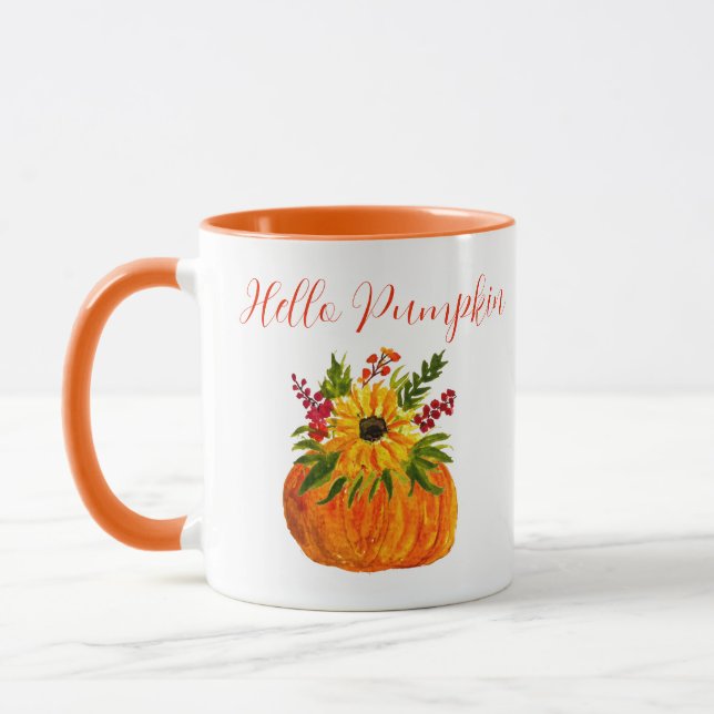 Taza Calabaza de girasoles acuarela Caída Rústica Otoño (Izquierda)
