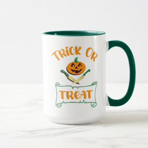 Taza Calabaza de Halloween con truco o tratar cruces