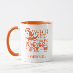 Taza Calabaza de Halloween de Bruja Cuta Personalizada