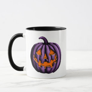 Taza Calabaza De Halloween Morado Y Naranja