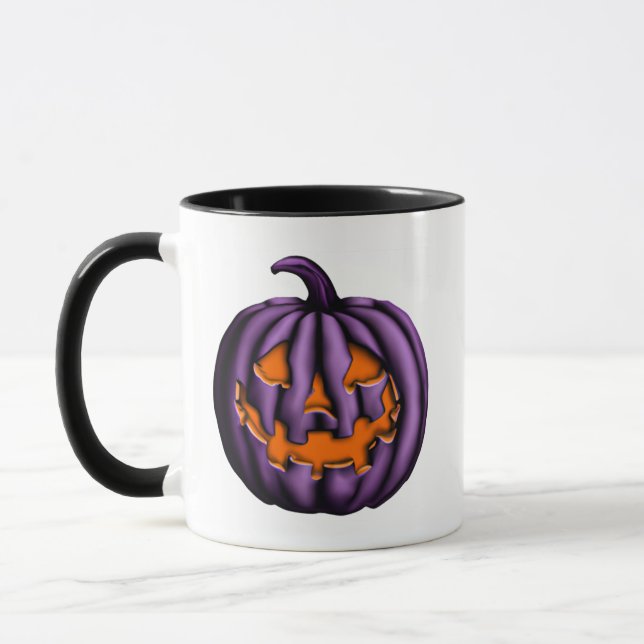 Taza Calabaza De Halloween Morado Y Naranja (Izquierda)