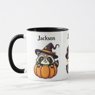 Taza Calabaza de mapache personalizada de Halloween