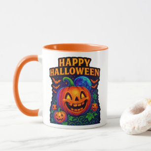 Taza Calabaza de Neon Glow "Halloween feliz"