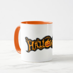 Taza Calabaza de ojos rubíes Feliz Halloween enmarcada