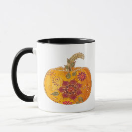 Taza Calabaza de otoño con flores