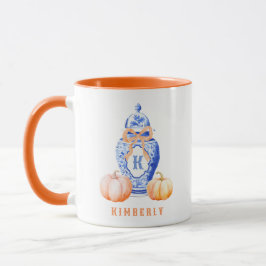 Taza Calabaza de otoño | Monograma Chinoiserie Ginger J