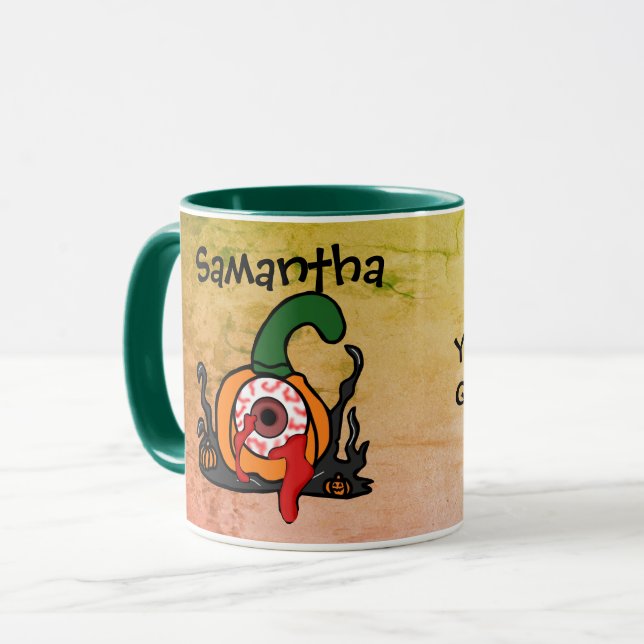 Taza Calabaza de sangre espeluznante personalizada (Anverso izquierdo)
