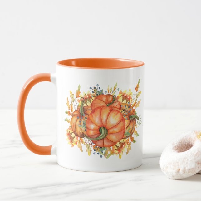 Taza calabaza de temporada de otoño (Con donut)