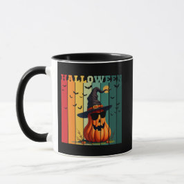 Taza Calabaza divertida linda de Halloween vintage otoñ