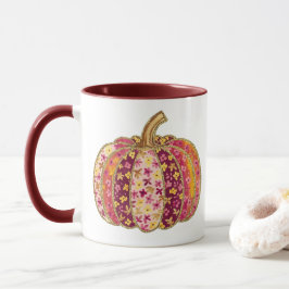 Taza Calabaza dorada y tazón de café con flores