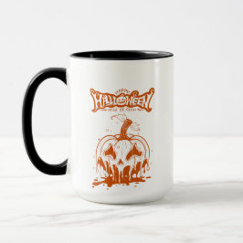 Taza calabaza espeluznante Halloween blanca naranja