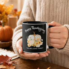 Taza Calabaza floral personalizada Feliz Día de Acción