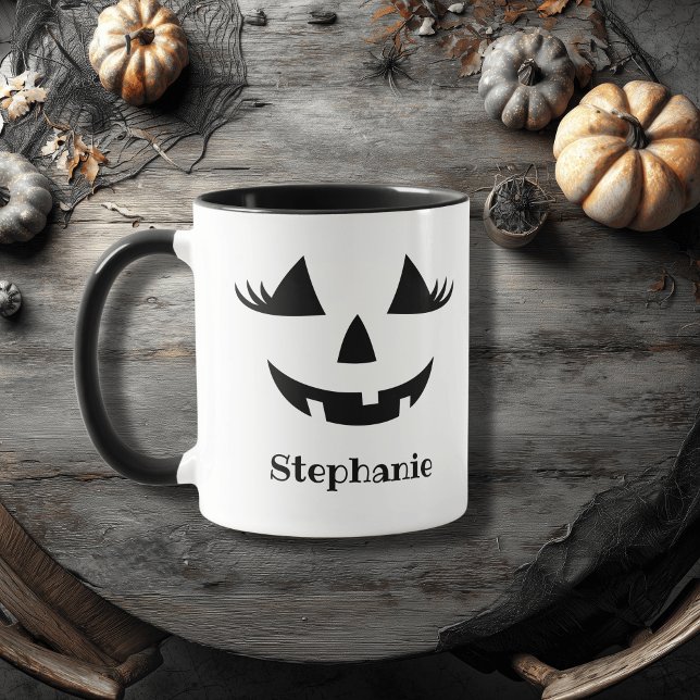 Taza Calabaza Jack O Lantern Con Nombre (Subido por el creador)