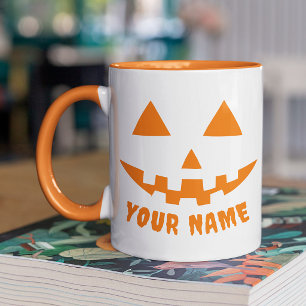 Taza Calabaza Naranja Personalizada de Halloween con Tu