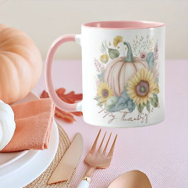Taza Calabaza pastel y papel de regalo floral boho pers