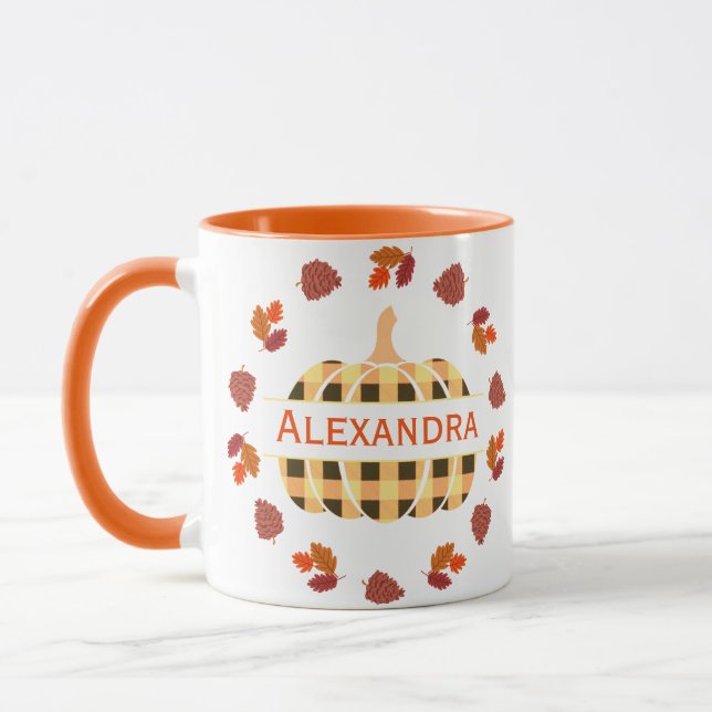 Taza Calabaza Tapada Y Hojas Caídas Mug (Izquierda)